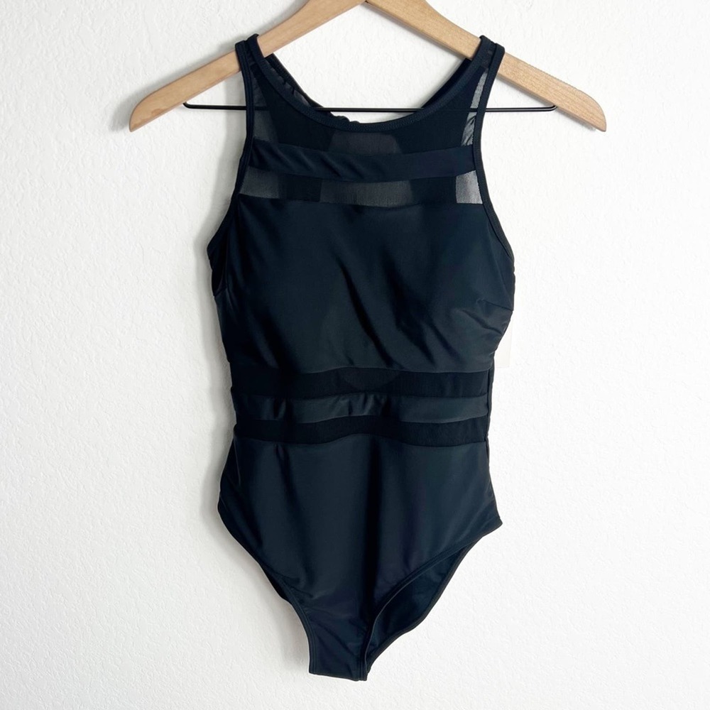 Holipick Black Mesh One Piece Women Swimsuit Medium Brand New